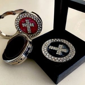 Purse Hook Floding Handbag Hanger Rhinestone Bag Holder for Table